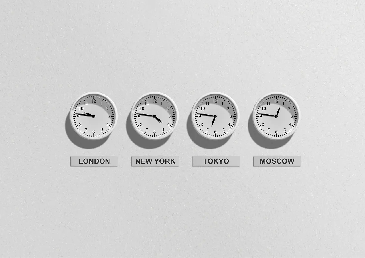 Image of clocks for different time zones