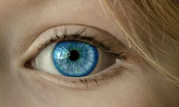 Image of a woman's blue eye