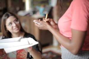 Waitress taking an order