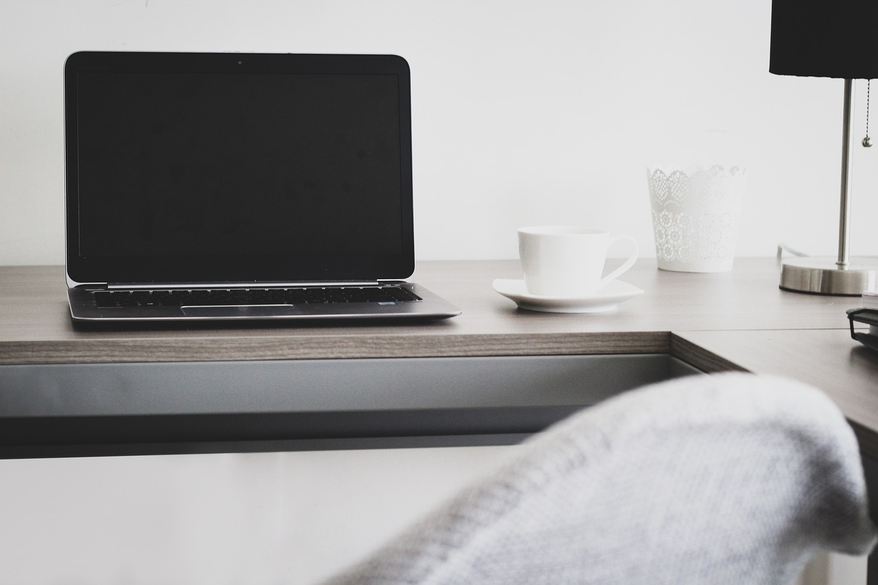 Laptop on a desk for working from home