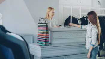 Customer interacting with an employee