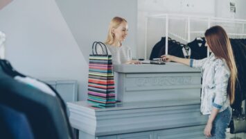 Customer interacting with an employee