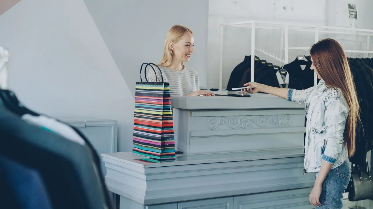 Customer interacting with an employee